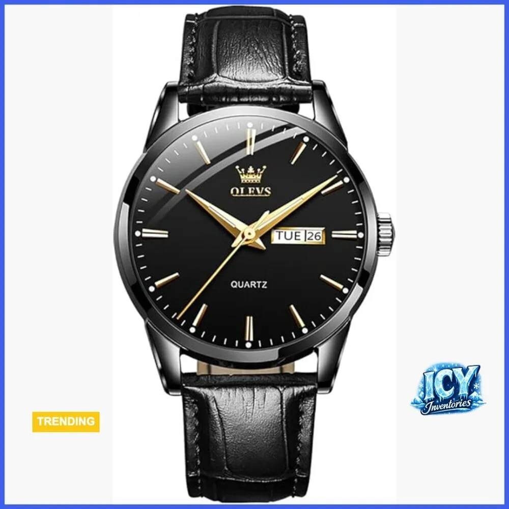 Stainless Steel Analog Quartz Watch with Day Date Luminous Hands